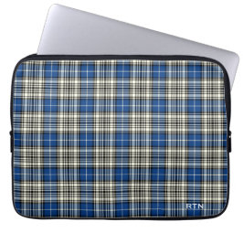 Capa Para Notebook Clan Napier Tartan Royal Blue Xadrez Monograma