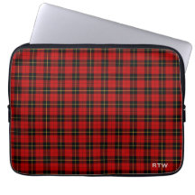 Clan Wallace Tartan Red e Black Xadrez Monograma