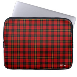Capa Para Notebook Clan Wallace Tartan Red e Black Xadrez Monograma