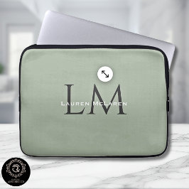 Capa Para Notebook Classic Sage Green Monogram Tech Style 