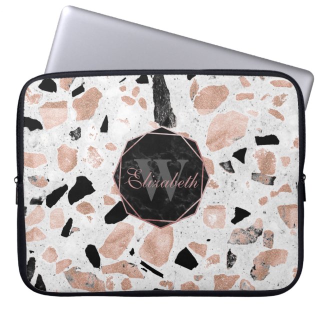 Capa Para Notebook Clássico rosa dourado marble abstrato terrazzo (Frente)