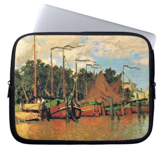 Capa Para Notebook Claude Monet, Barcos em Zaandam, (Frente)