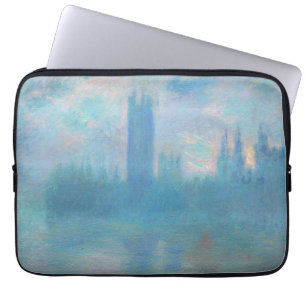 Capa Para Notebook Claude Monet. Casas do Parlamento em Londres.Azul
