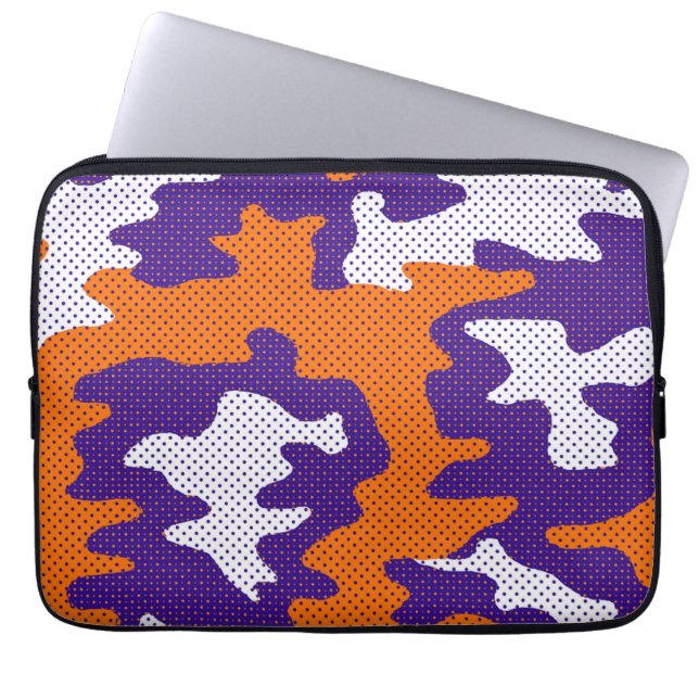 Capa Para Notebook Clemson-Inspired Orange & Purple Tiger Camo (Frente)