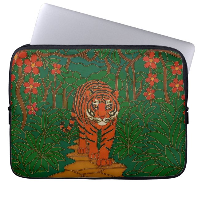 Capa Para Notebook Cloisonne Art Tiger on the Jungle Path (Frente)