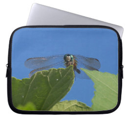 Capa Para Notebook Closeup de uma libélula contra um céu azul brilhan