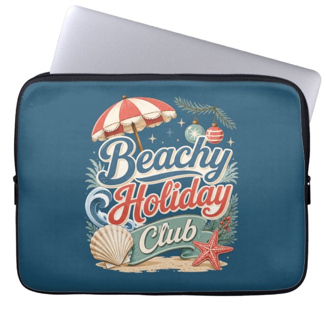 Capa Para Notebook Clube de Férias à Beira-Mar Natalino Retrô (Frente)