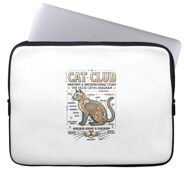 Capa Para Notebook Clube de Gatos Anatomia de Gato Diagrama Científic (Frente)