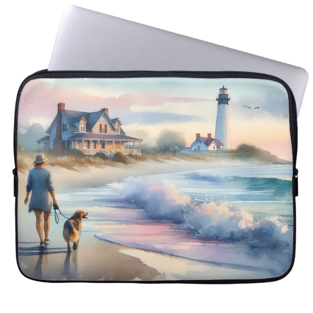 Capa Para Notebook Coastal Walk to Lighthouse at Sunset (Frente)