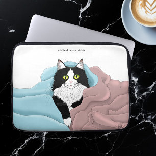 Capa Para Notebook Cobertores de Gato Tuxedo Caprichoso Rosa Azul Aco