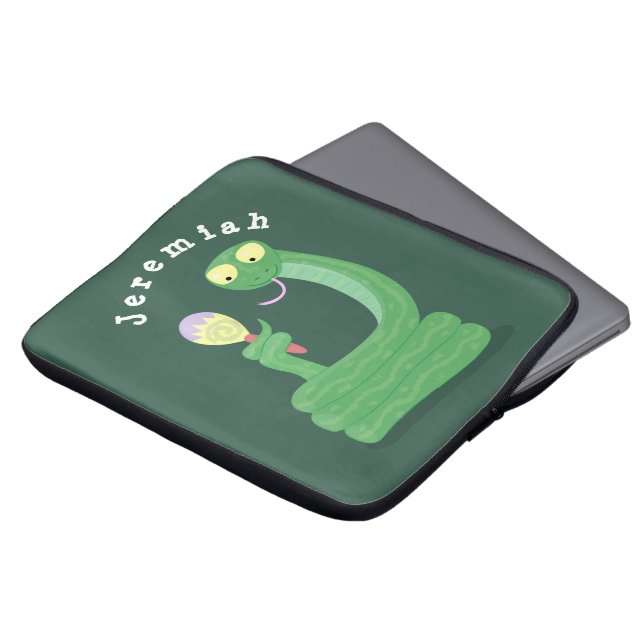 Capa Para Notebook Cobra verde engraçado com desenhos de maraca (Frente Topo)