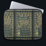 Capa Para Notebook Cobrir do Orgulho e Preconceito da Elegante Jane A<br><div class="desc">Presente personalizado para um fã de Jane Austen com uma fotografia do cobrir do Orgulho e Preconceito,  verde escuro com um pavão sujo.</div>