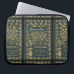 Capa Para Notebook Cobrir do Orgulho e Preconceito da Elegante Jane A<br><div class="desc">Presente personalizado para um fã de Jane Austen com uma fotografia do cobrir do Orgulho e Preconceito,  verde escuro com um pavão sujo.</div>
