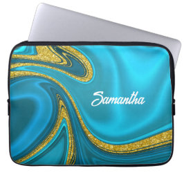 Capa Para Notebook Cobrir inteligente iPad Turquoise Dourado Acentos