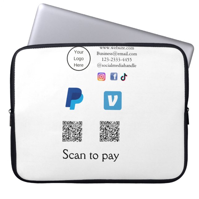 Capa Para Notebook código QR Pagar PayPal venmo digitalizar adicionar (Frente)