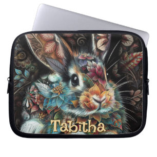 Capa Para Notebook Coelho Branco Personalizado Floral Personalizado