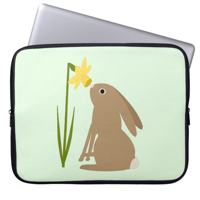 Capa Para Notebook Coelho Coelho da Páscoa e flor de Daffodilo (Frente)