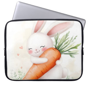 Capa Para Notebook Coelho de cenoura de aquarela fofa de primavera