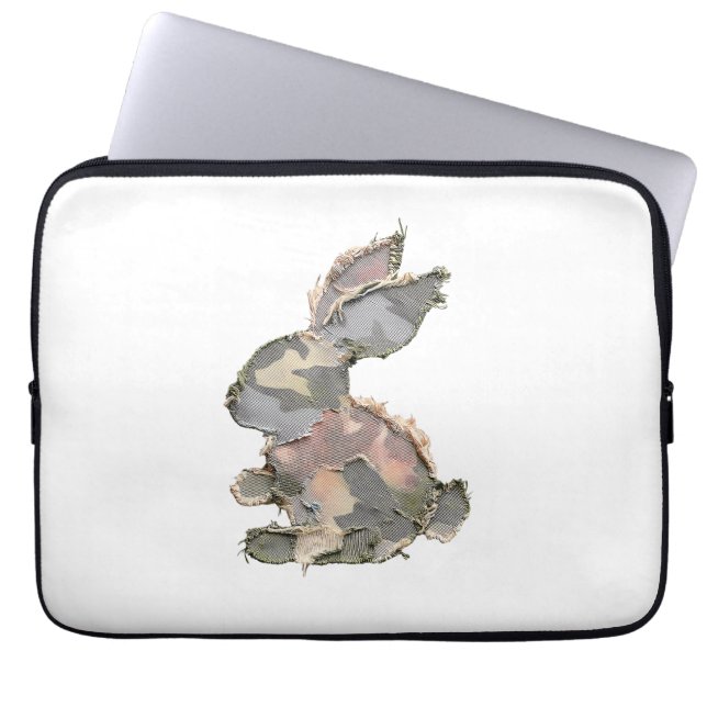 Capa Para Notebook Coelho Engraçado Crochê Patchwork Camuflagem Coelh (Frente)