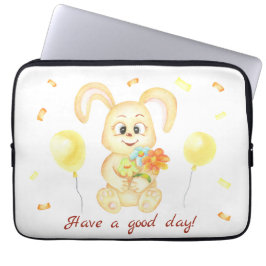 Capa Para Notebook Coelho Fofo para um Cartaz de Humor Positivo