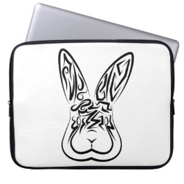 Capa Para Notebook Coelho Tribal Negro e Branco