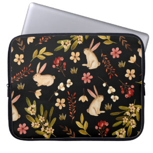 Capa Para Notebook Coelhos Cutos: Padrão Desenhado À Mão Da Aquarela