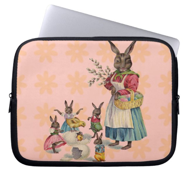 Capa Para Notebook Coelhos de Páscoa Galinhas Coelhinhos Ovos (Frente)