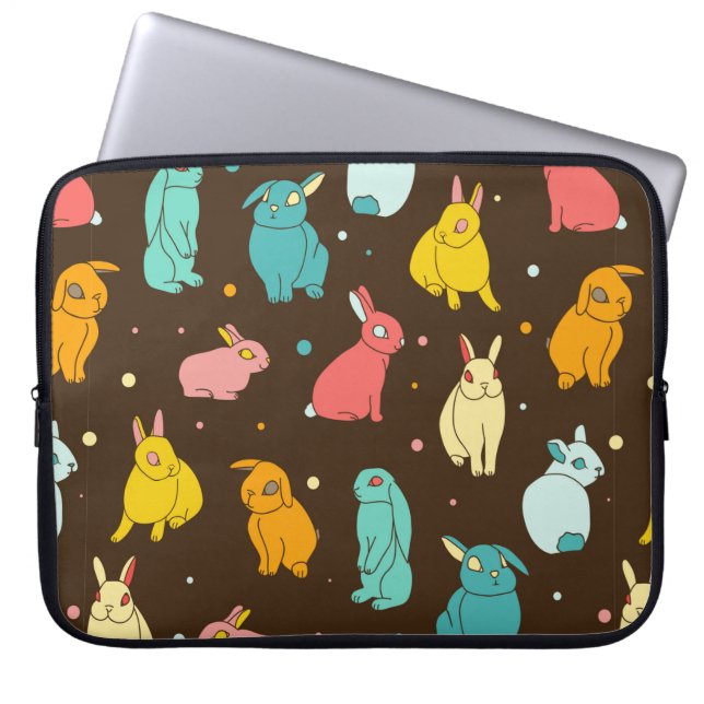 Capa Para Notebook Coelhos multicoloridos, diferentes, lebres num esc (Frente)