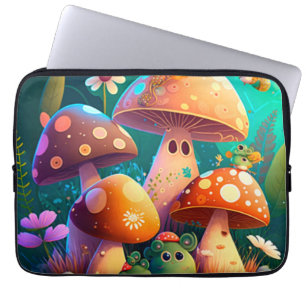 Capa Para Notebook Cogumelos de bebê bonitinho e verde