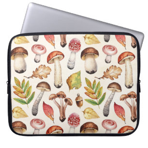 Capa Para Notebook Cogumelos Saem: Padrão de Ilustração de Aquarela