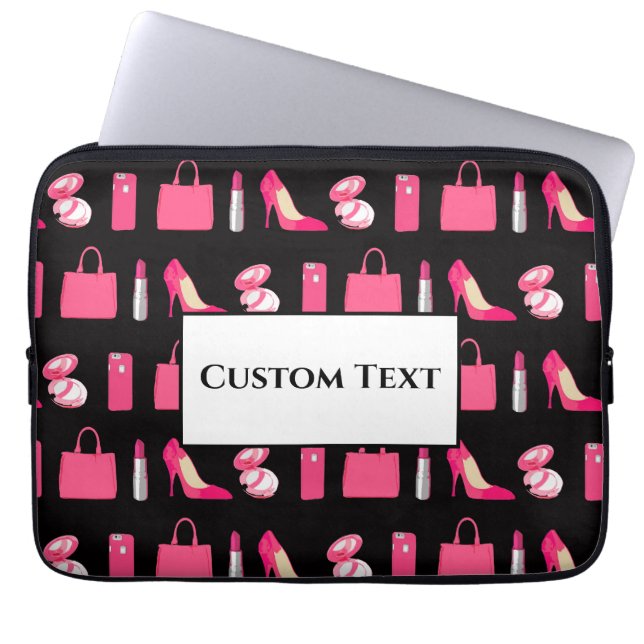Capa Para Notebook Coisas cor-de-rosa e cinza-preta design (Frente)