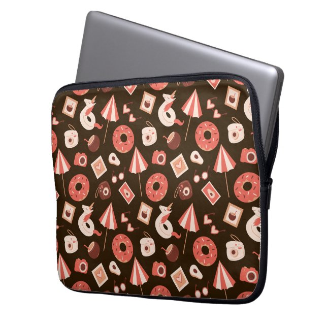 Capa Para Notebook Coisas de Verão Chocolate Castanho Fundo (Frente Esquerda)