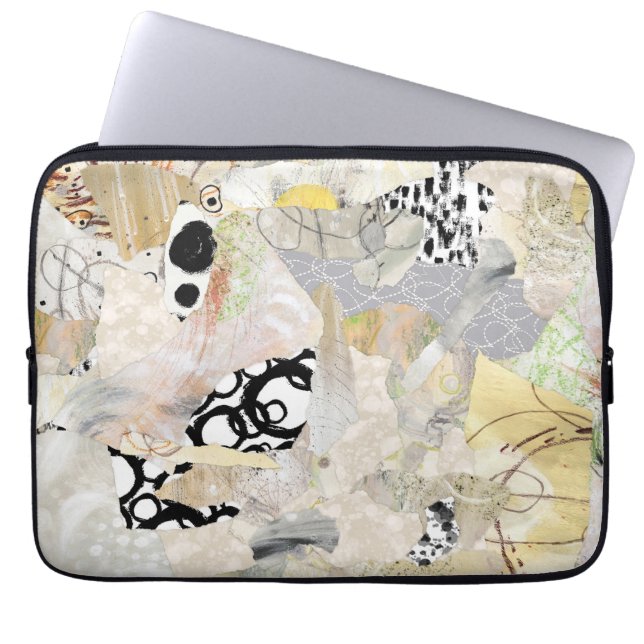 Capa Para Notebook Colagem Abstrata Elegante Neutra (Frente)