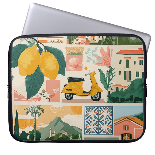 Capa Para Notebook Colagem da Costa Italiana - Vibração de Verão Medi (Frente)