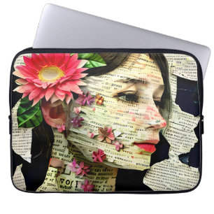 Capa Para Notebook Colagem de Arte Mulher Bonita  