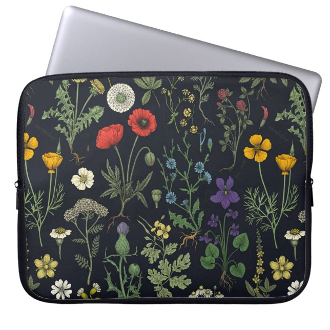 Capa Para Notebook Colagem de flores silvestres (Frente)