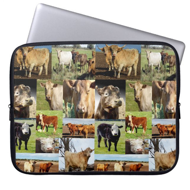 Capa Para Notebook Colagem De Fotografias De Vaca, (Frente)