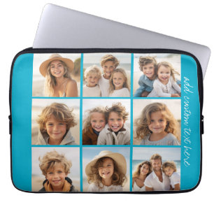 Capa Para Notebook Colagem de Fotos Aqua Blue 9 - Grade Mínima Modern