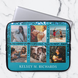 Capa Para Notebook Colagem de Fotos Azul com 6