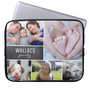 Capa Para Notebook Colagem de fotos da família de nomes personalizado