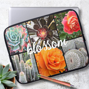 Capa Para Notebook Colagem de Fotos de Cactos de Flores de Rosa em Fl