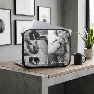 Capa Para Notebook Colagem de Fotos de Casal Preto e Branco Personali