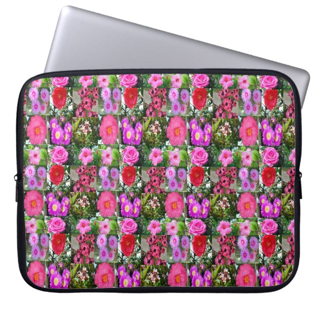 Capa Para Notebook Colagem de Fotos de Flor Rosa, (Frente)