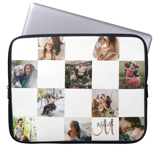 Capa Para Notebook Colagem de Fotos Moderna e Monograma (Frente)