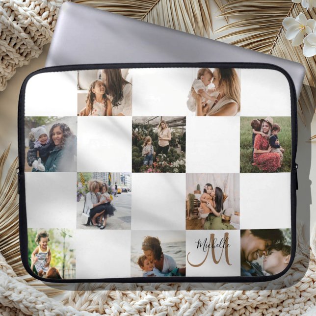 Capa Para Notebook Colagem de Fotos Moderna & Monograma  (Criador carregado)
