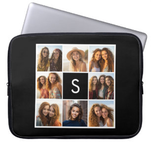 Capa Para Notebook Colagem de Fotos Preto e Branco com Monograma Pers
