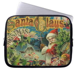 Capa Para Notebook Colagem de Natal do Papai Noel Vitoriano Antigo