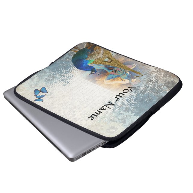 Capa Para Notebook Colagem de pavão de Paris (Frente Inferior)