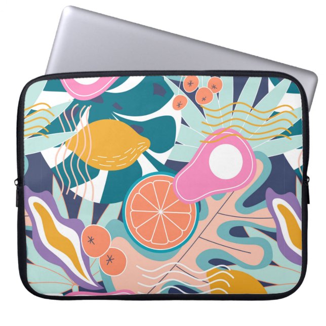 Capa Para Notebook Colagem de um padrão floral uniforme moderno. Mode (Frente)