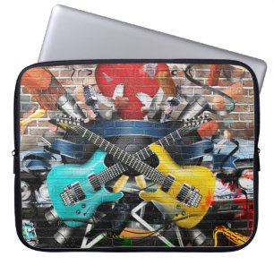 Capa Para Notebook Colagem Musical: Fundo Rítmico Colorido.